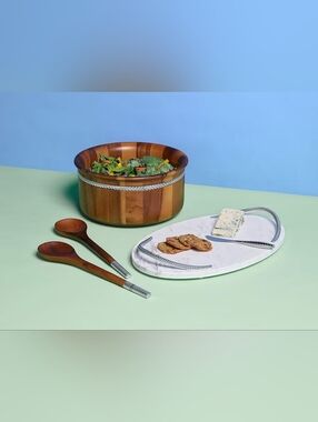 Nambe Salad Bowl with Servers 2pc Set -  THIS IS WITH ONLY ONE SERVER SPOON